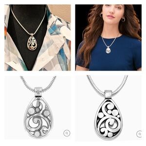 N343 BRIGHTON Elegant “Contempo” Design Sterling Silver Plated Pendant Necklace